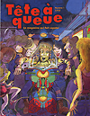A multi-color comic book cover featuring a man riding a motorcycle video game surrounded by people in a video arcade. Tet a queue is written in red lettering at the top of the comic book.