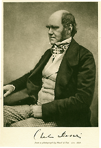 Portrait of Charles Darwin (1809–1882), around age 45, from a photograph by Maull & Fox, ca. 1854. Image B05043 from the Images from the History of Medicine (IHM).