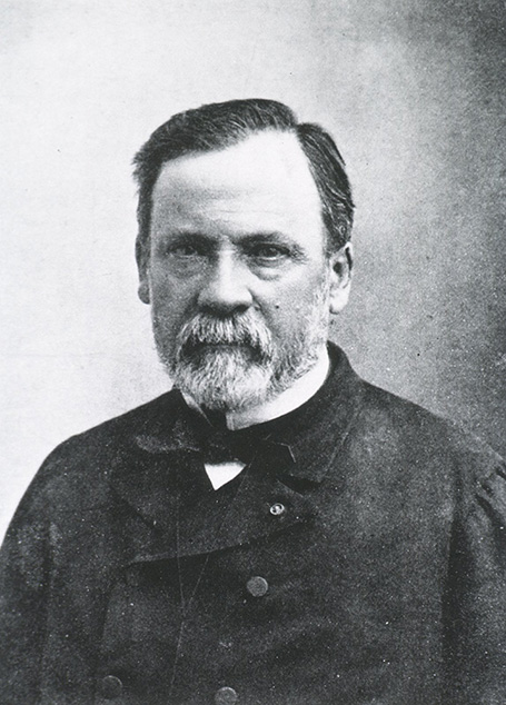 Black-and-white headshot of Pasteur with a beard.