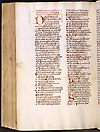 F. 96 verso from Manuscript E 33. A two column hand written manuscript page.
