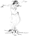 A sketch of a woman dancing in what seems she is sprouting from plant roots.