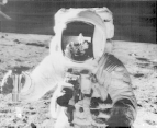 Astronaut on the surface of the moon.