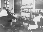 Dr. Joseph Goldberger and his young assistant, Dr. William Henry Sebrell, Jr. working on pellagra at the Hygienic Laboratory.