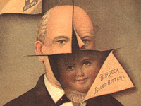 Advertisement with an illustration of a man cut away to show a little boy beneath.