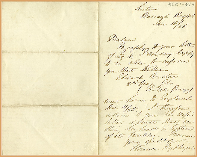 front of letter dated January 18, 1856