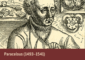 <a href='onlineactivities05.html'>5. Paracelsus (1493–1541)</a>
    <h3> </h3>
    <h4>Paracelsus from <em>Philosophiae Magnae</em>  (Great philosophy), 1567</h4>
    <h5>Creator: Paracelsus and Balthasar Flöter
    <br>Courtesy National Library of Medicine<br /></h5> 
    <p>A Swiss physician Philippus Theophrastus Aureolus Bombastus von Hohenheim, better known as Paracelsus, was among the first to use chemicals and minerals in his remedies. Paracelsus also argued that medical treatment should be a basic right.</p>