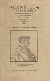 Title page of book with text and portrait of a man in a robe.