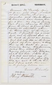 An inquisition before Henry Woltman, Coroner on the body of Charles Thomas, May 9, 1879