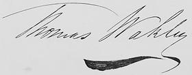Wakley's signature, about 1840