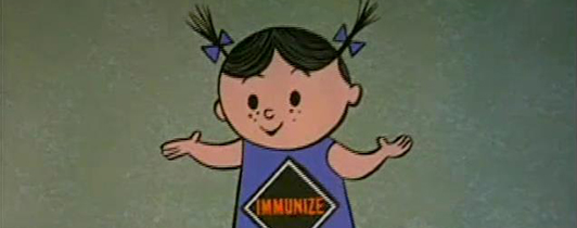 A still from an animated film featuring a girl with the word immunity on her shirt.