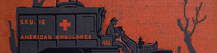 Detail of book cover featuring WW1 ambulance.