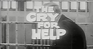 A cry for help film title over a man in prison.