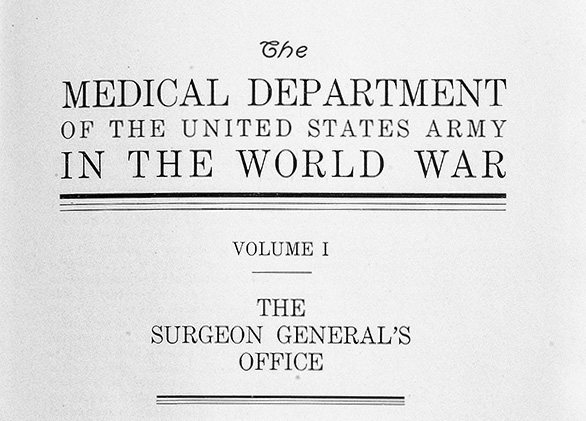 Front cover titled The Medical Department of the United States Army in the World War