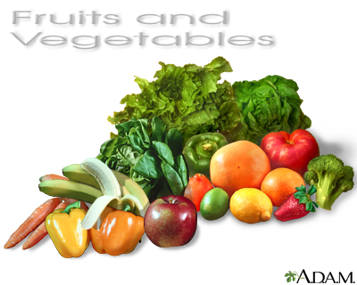 A healthy diet includes adding vegetables and fruit every 