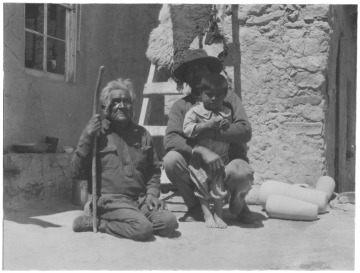 Photograph of three generations of Hopis afflicted with trachoma