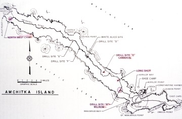 Map of nuclear test sites, Amchitka Island