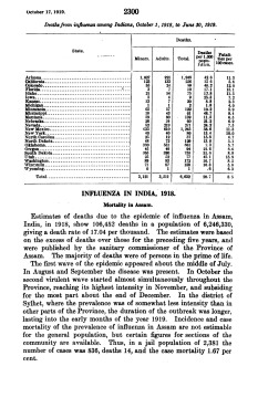 Chart of Cases of Influenza and Deaths among Indians in US from 1st October 1918 to 30th June 1919
