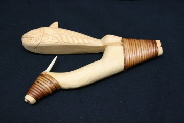 Fishhook made of yellow cedar, spruce root, and ivory
