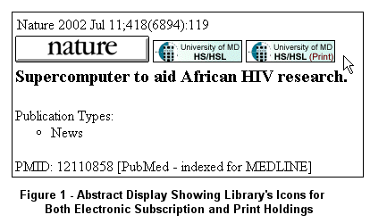Abstract Display Showing a Library's Icons for both Electronic Subscription and Pring Holdings