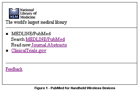 Figure 1: PubMed for Handheld Wireless Devices