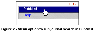 Menu option to run journal search in PubMed