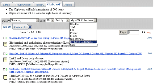 Screen capture of citation context menu.