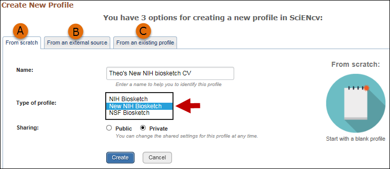 Select the New NIH Biosketch format.