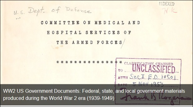 screen shot of a World War 2 US Government Document in the NLM Digital Collections
