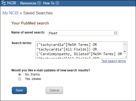 Configure your saved search.