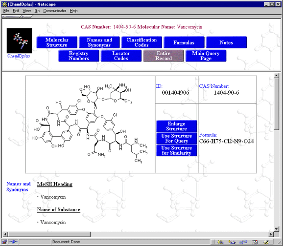 Figure 7 - Query Results Page - Vancomycin