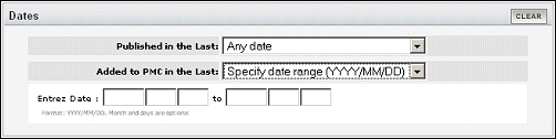 User-specified published date range.