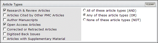 Article types on the Limits page.