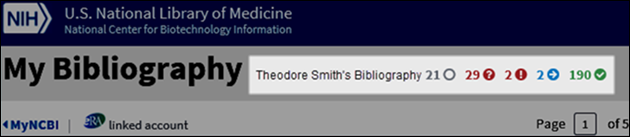 At the top of the page to the right of "My Bibliography", icons show at a glance how many articles are in which status