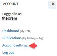 When you click on your username in the upper right, options are listed including Account settings