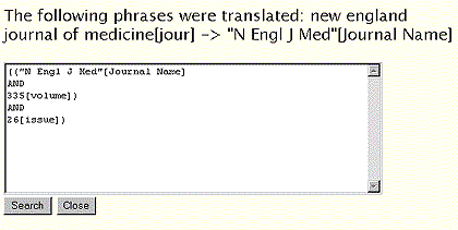 Screen capture of Full Journal Title Translated to Title Abbreviation as shown in Details Box
