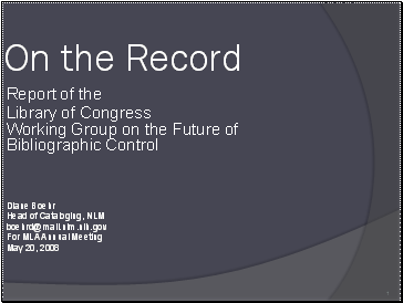 On the Record