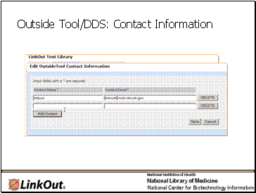 Outside Tool/DDS: Contact Information