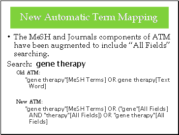 New Automatic Term Mapping