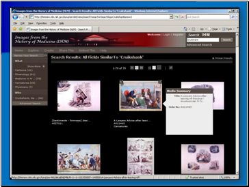 Image:

 Screenshot of search results from the "Images from the History of Medicine (IHM)" Web page