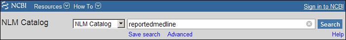 Screen capture of the search to retrieve list of journals Currently or Previously Indexed for MEDLINE