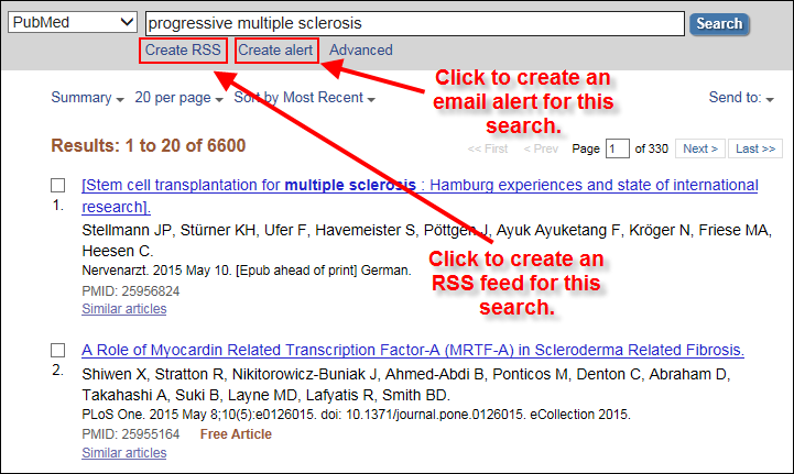screen shot of PubMed Summary Display