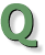 Drop cap graphic of the letter Q