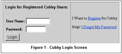 Cubby login screen