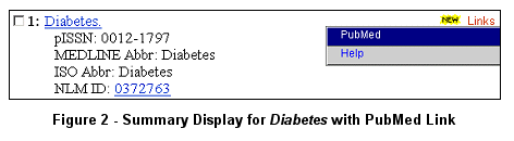 Summary Display for Diabetes With PubMed Link