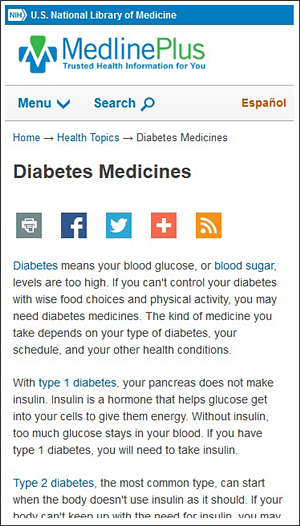 Screen capture of a health topic page on your mobile phone.