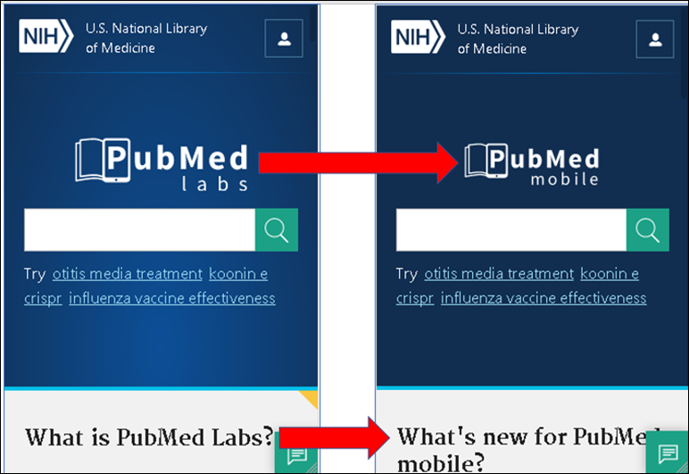 Updated PubMed Labs homepage for mobile users.