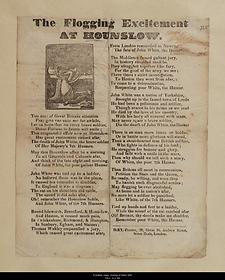 The Flogging Excitement at Hounslow, broadsheet ballad, London, 1846