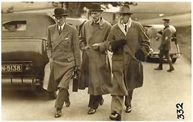 Dr. John Glaister Junior (left) and two other men, at Moffat during the Ruxton murder investigation, about 1935