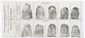 Vucetich's fingerprint card, December 13, 1912