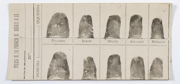 Fingerprint card, Francisca Rojas (Individual dactiloscópica de Francisca Rojas)